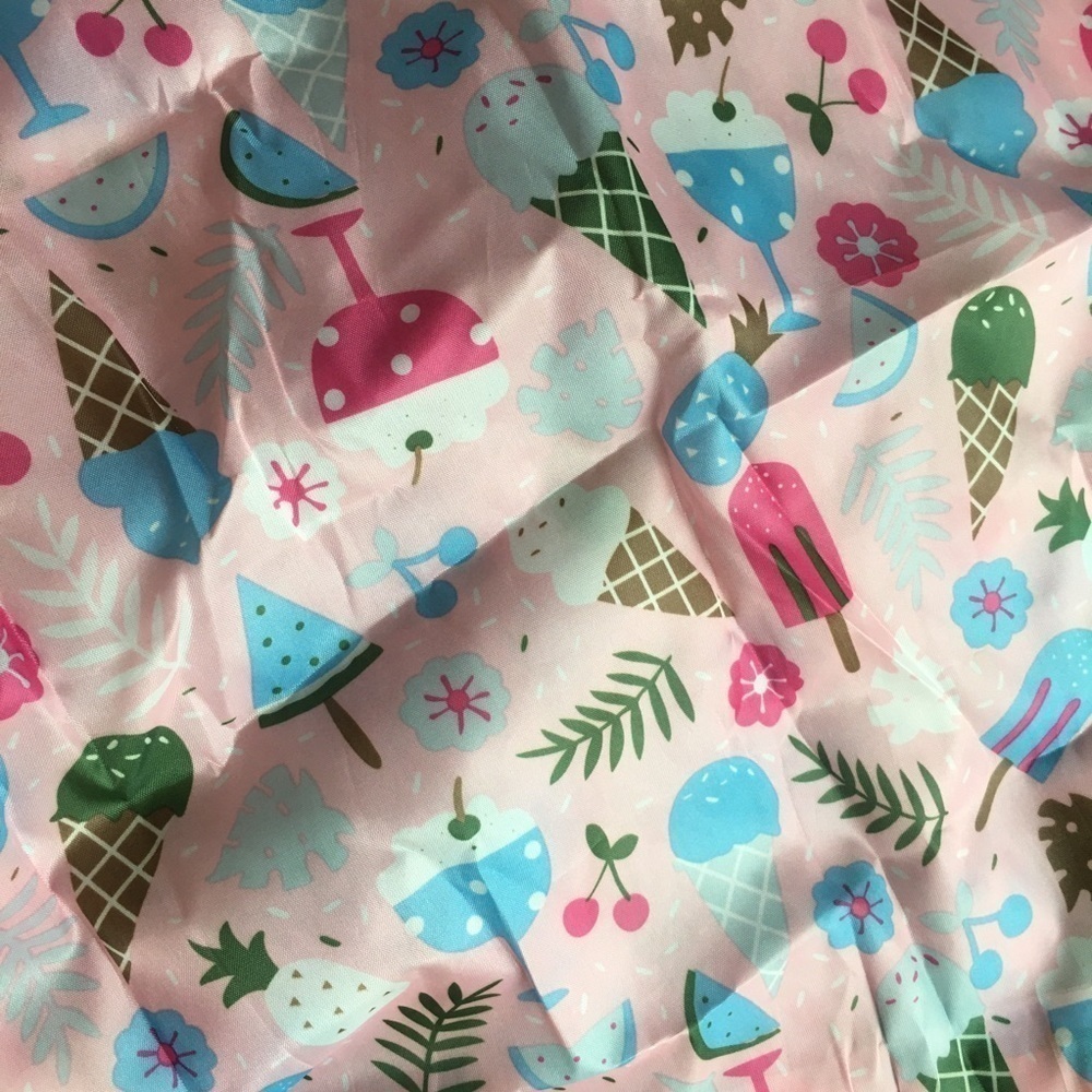 Ice Cream Print Reusable Travel Shopping Tote Bag, Pink, Purple - Picture 6 of 13